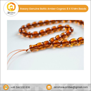 ลูกปัดสีอำพันลูกประคำของแท้6.5กรัมสีคอนยัคขนาด8x6มม. เป็นของขวัญที่สมบูรณ์แบบ - Product Image 5