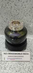 black <b>tea</b> light cremation <b>urn</b> funeral supplies Brassworld India - Product Image 2