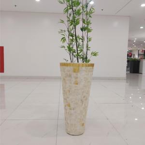 Mosaico M.O.P blanco natural en forma de barco jarrón/maceta decoración del hogar DIA 44xH90cm hecho en Vietnam por Huong Dang Mother Pearl Shell - Product Image 6