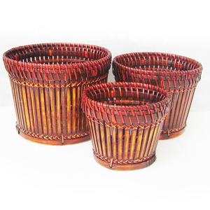 Graceful Folk Art Handcrafted Eco-Friendly <b>Bamboo</b> <b>Laundry</b> Storage <b>Basket</b> Set <b>Bamboo</b> Crafts - Product Image 2