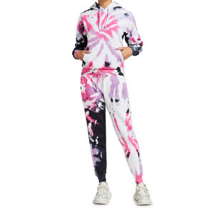 Sweats à capuche Tie Dye fabriqués en usine OEM pulls pour femmes, vêtements de course tricotés à capuche, techniques de lavage à l'acide, sweat à capuche respirant léger - Product Image 2