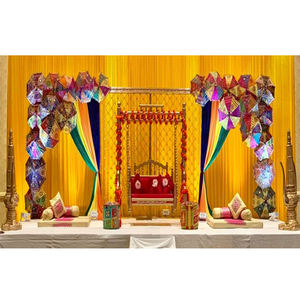 Colourful Mehndi Occasion Stage <b>Props</b> Asian Wedding Event Sangeet Stage Wedding Remarkable Decoration for Mehndi Stage - Product Image 1