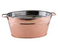 Wine cooler bucket hot selling beer chiller tub modern copper ice bucket beverage tub in copper metal rose gold hammered design