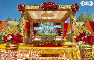 Exclusive Delizio FIJI Traditional Golden Round Wedding Mandap Set Elegant Vintage Portable Fiberglass Sparking Australia Sale - Product Image 4