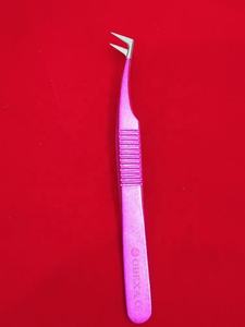 Matériel en acier inoxydable de pince à épiler mince L d'extension de cils roses professionnels avec la pointe arrondie - Product Image 3