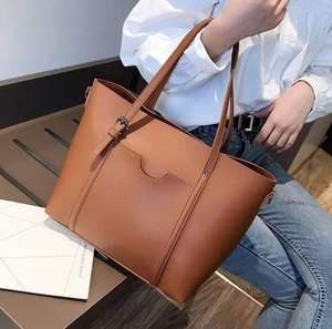 Última moda cuero genuino dos correas de hombro bolso de mujer/bolsos de compras de etiqueta privada bordado patrón sólido PK - Product Image 6