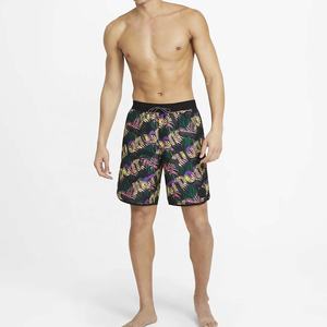 Short de bain pour homme en coton et élasthanne imprimé motif feuilles, séchage rapide, avec cordon de serrage, idéal pour la course, la gym, le yoga, la plage – Collection 2026 - Product Image 3