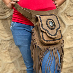 Riñonera de cuero con flecos para mujer, riñonera de moda - Product Image 1