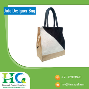 Fabrication indienne de sac en Jute fait à la main pour femmes, fourre-tout élégant et écologique en toile de coton, noir, nouvelle collection - Product Image 5