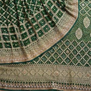 LeafyGreen Colour Patola Saree Cording Embroidery and Blouse Vichitra Print Phantom Foil Paper Embroidery <b>Lace</b> Work RoyalExport - Product Image 2