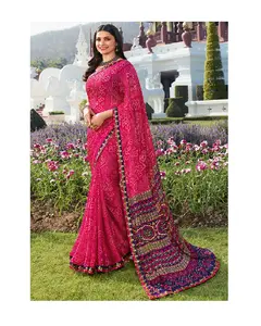 Royal Exports present Banglory Silk Fancy Wedding / Party Wear Indian Saree Moss Chiffon Sari with blouse piece