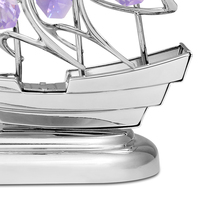 Figura de Velero de Metal Chapado en Oro Crystocraft con Cristales Brillantes, Porta Tarjetas de Visita y Notas de Escritorio, Modelo U0047-059-CAX