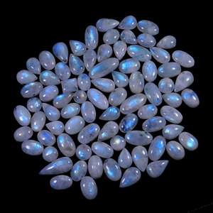 หินมูนสโตนสีรุ้งหินกังวล,แหวนเคลือบทองสีเทอร์ควอยซ์นาโนพลอยมูนสโตน Larimar Cabochon - Product Image 2