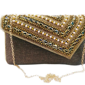 New Style Luxury Genuine Leather Stylish Evening Purse <b>Clutch</b> <b>Bag</b> Woman Indian Bridal Designer <b>Embroidered</b> <b>Clutch</b> <b>Bags</b> & Purses - Product Image 1
