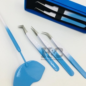 Pince à cils professionnelle en acier inoxydable bleu pince à épiler extension de faux cils vison Anti-magnétique pince à épiler Durable pointe lisse - Product Image 3