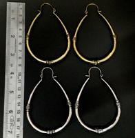 Pendiente de aro superventas, pendiente de aro de Latón chapado en oro de gran tamaño, pendiente de aro fino grande, regalo para mujer