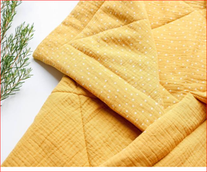 Personalized Organic Cotton Infant Baby <b>Muslin</b> Swaddle Blanket Folded <b>Comforter</b> Marine Leaves Print Winter Sleep Knitted - Product Image 2