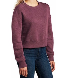 Sweat-shirt en coton à manches longues, col rond, coupe ample, couleur unie, avec poche, vêtement décontracté unisexe, tissu tricoté pour l'automne - Product Image 4