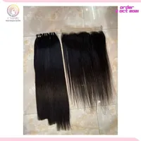 Extensions de cheveux humains Remy vierges 100% de haute qualité 2021, lisses comme des baguettes, soyeuses, avec frontal en dentelle HD, double trame, fabriquées au Vietnam