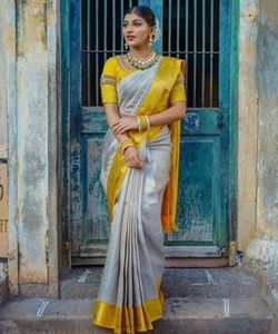 Banarasi Seda Sarees Fiesta Desgaste Boda Indio Étnico - Product Image 5