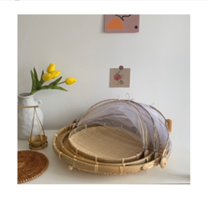 FABRICATION PLATEAU TISSÉ MAIN EN BAMBOU AVEC FILET-COUVERCLE DE PLAT-COUVERCLE DE NOURRITURE EN BAMBOU-PANIER EN BAMBOU HOTSALE - Product Image 1