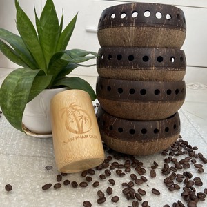 Bols en coquille de noix de coco écologiques et durables, ensemble de vaisselle écologique, conception de noix de coco naturelle pour les voyages et les pique-niques - Product Image 6