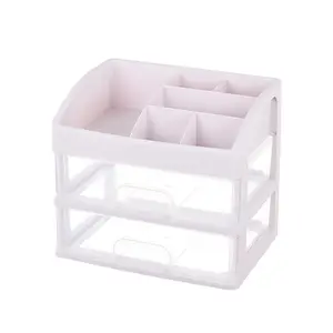 China Leverancier Kleine 2 Layer Plastic Make Organizer Cosmetische Houder Make-Up Doos