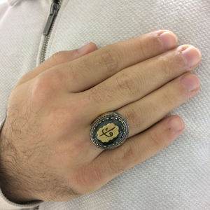 Anillo turco islámico de Plata de Ley 925 para hombre, de plata antigua joyas originales, AIF Waaw, joyería Vintage - Product Image 3