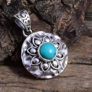 Elegante colgante bohemio de Plata de Ley 925 con colgantes de piedras preciosas turquesas azules naturales, joyería de boda para mujer - Product Image 1