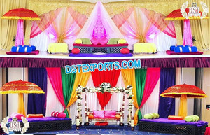 พิเศษMehndi & Sangeet Night Decor Vibrant Hindu SangeetพิธีMehndiการตั้งค่าBright & ที่มีสีสันงานแต่งงานSangeet Stage - Product Image 4