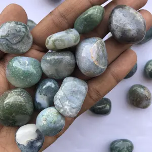Moss pedra agata natural polido undrilled nugget semi precious atacado pedra preciosa preço de fábrica comprar on-line