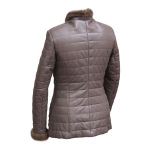 Veste de motard unisexe, Style couette en cuir de mouton avec fermeture à glissière, couleur Quartz Rose - Product Image 3