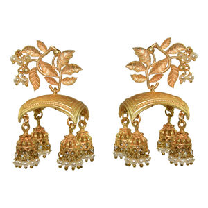Trending handmade light <b>weight</b> stud <b>hoop</b> Brass jhumka Earrings for girls and women - Product Image 1