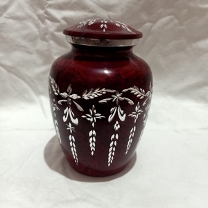 Urna de Metal con grabado de diamante rojo para cenizas de adultos, urnas funerarias de Metal de latón/aluminio, estilo americano/europeo - Product Image 4