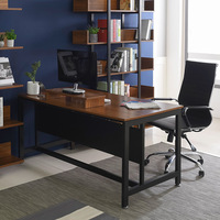 Modern verstelbaar bureau voor thuiskantoor met metalen frame, zwart houten MDF meubilair