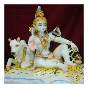 รูปปั้นพระจิจิสีขาวบริสุทธิ์ลายหินอ่อนสีสันสดใสพร้อมนันไดจิสำหรับตกแต่งเหมือนสำนักงานที่บ้านและสำหรับชิวราตี - Product Image 1