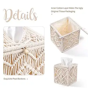 Macrame Tissue Doos Tissue Papier Doos Voor Thuis Decoratie