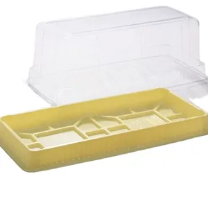 Taiwan plastic rectangular cake container with clear lid Disposable clear blister plastic cake packing food box