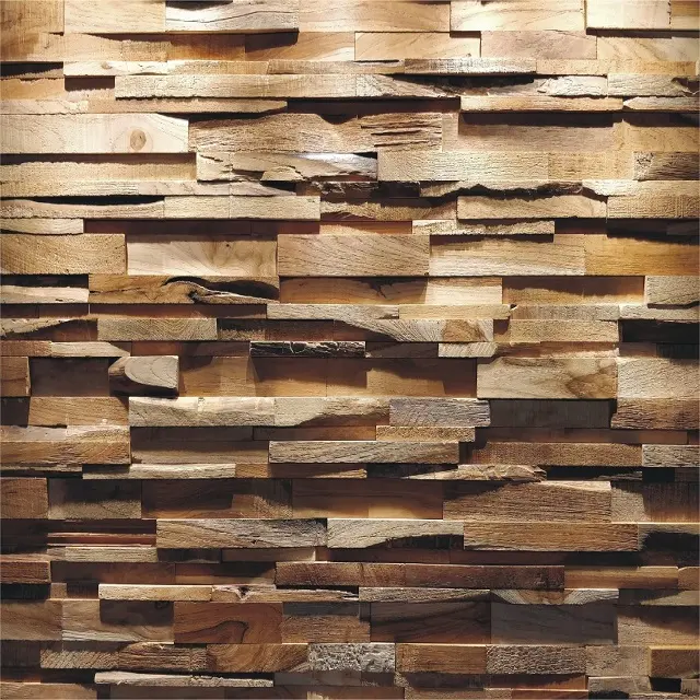 Revestimiento de pared decorativo de madera para interiores, Panel decorativo de madera de teca 3D, orquídea 031