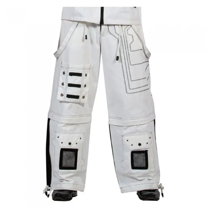 Men White Black Straps Trousers Gothic Pant Punk Cyber Pant