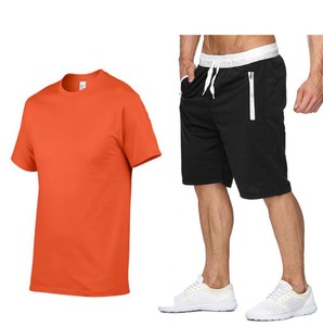Mens Solid Grey T-Shirt <b>Shorts</b> Set Casual Sportswear Eco-Friendly Breathable Quick Dry Workout Gym Outfit Elastic Waist <b>Zipper</b> - Product Image 2