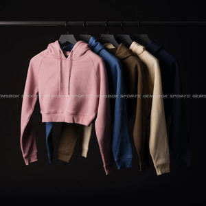 Custom Wholesale New Arrival High Quality Mid Crop <b>Hoodie</b> Cotton Fleece Women Crop Hoodies for workout and casual use - Product Image 6