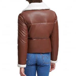 Doudoune en cuir confortable et chaude faite à la main avec fourrure personnalisée OEM vente en gros à bas prix fermeture à glissière durable - Product Image 3