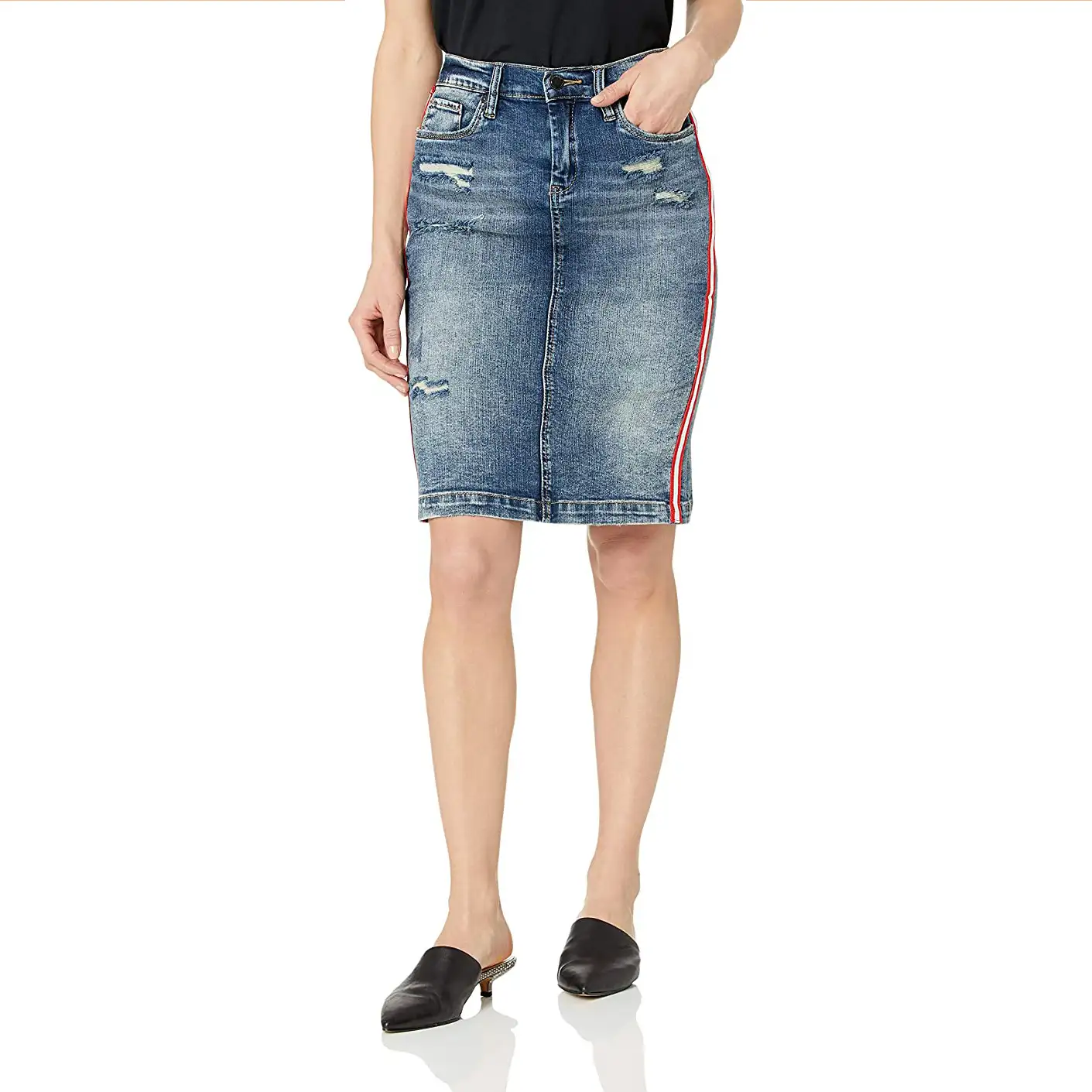 Custom style rough Short Pencil Denim Jeans Skirt for Women