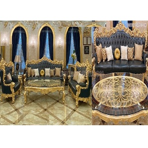 ชุดโซฟาห้องนั่งเล่นสุดหรูสไตล์พระราชวัง  ชุดเฟอร์นิเจอร์ห้องนั่งเล่นแกะสลักด้วยมือโดยดีไซเนอร์ ชุดเฟอร์นิเจอร์ห้องนั่งเล่นทันสมัย สไตล์อเมริกัน - Product Image 1