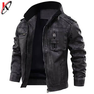 Veste en cuir de moto homme cool vêtements d'extérieur d'hiver enduits pour hommes - Product Image 5