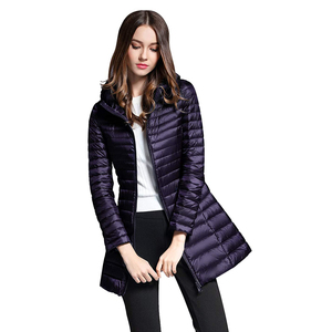 Chaquetas acolchadas de lana largas hechas a medida para mujer, tela de punto con forro de nailon de talla grande XS con patrón de algodón bordado - Product Image 5