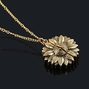 Women's You Are My <strong>Sunshine</strong> Engraved Sunflower Locket Necklace Alloy Memorial for Wedding Engagement Anniversary Party <strong>Gift</strong> - Product Image 4