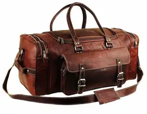 Sac de sport en cuir pour hommes et femmes, sac de voyage de week-end de nuit, sacs de transport en cuir Vintage