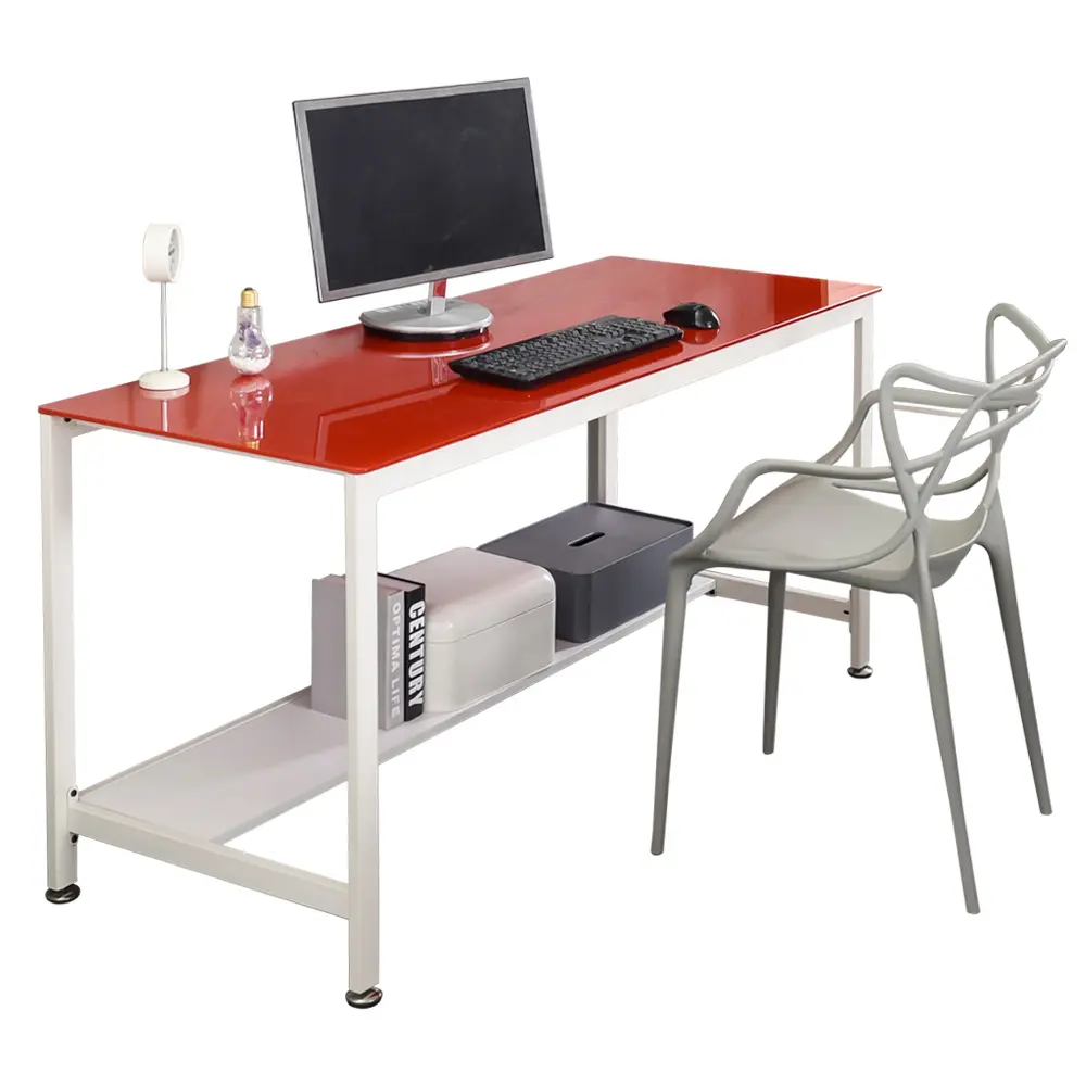 New Design Computer Desk-Tempered Glass Laptop PC Table Workstation Home Office Furniture with metal leg